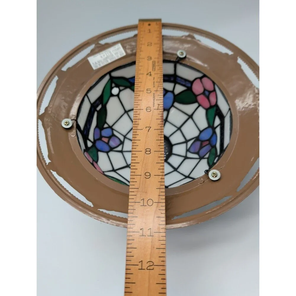 Stained Glass Lamp Shade Floral Pink Blue 11-in Replacement